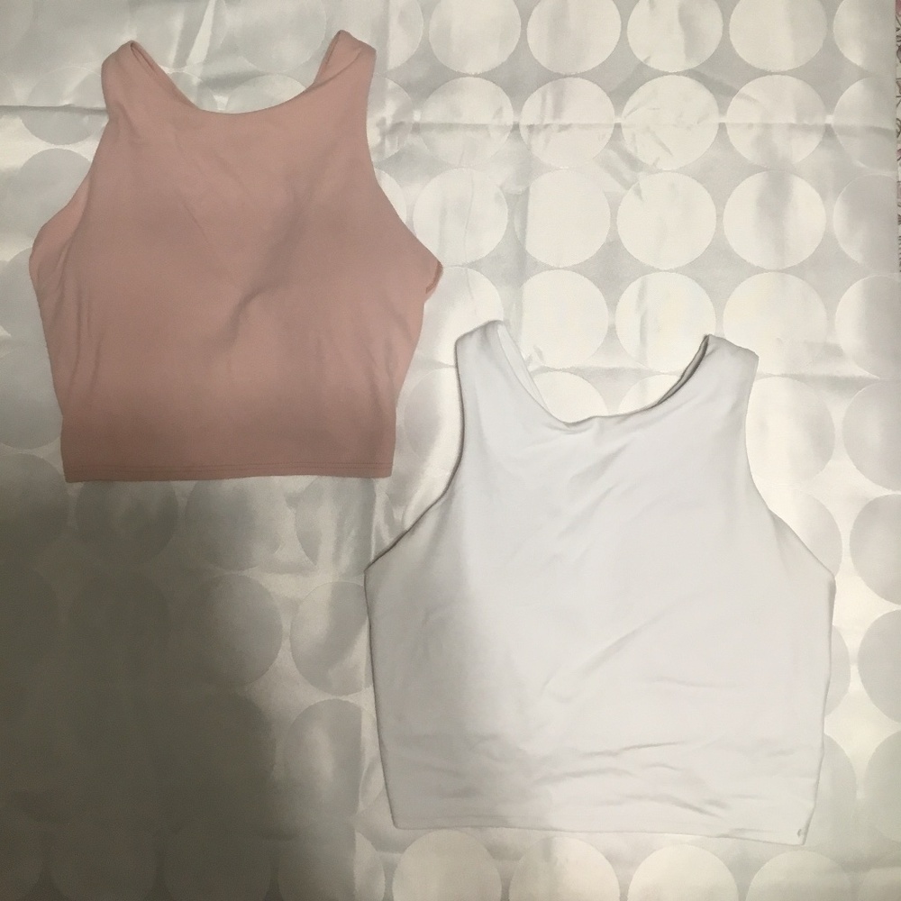 Athleta 2-Pack Light Pink + White Tank Built-in Bra Athletic XS